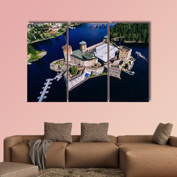 View Of Olavinlinna Medieval Castle Canvas Wall Art-3 Horizontal-Gallery Wrap-25" x 16"-Tiaracle