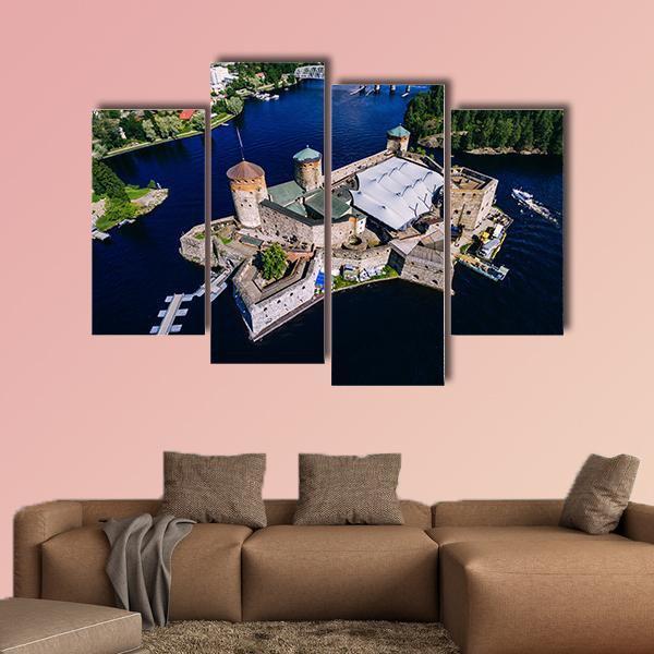 View Of Olavinlinna Medieval Castle Canvas Wall Art-4 Pop-Gallery Wrap-50" x 32"-Tiaracle