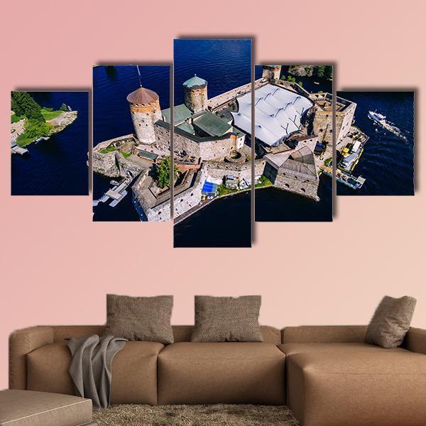 View Of Olavinlinna Medieval Castle Canvas Wall Art-5 Star-Gallery Wrap-62" x 32"-Tiaracle