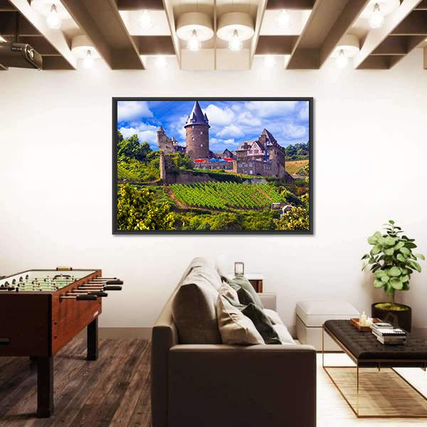 View Of Old Castle And Vineyards Canvas Wall Art-3 Horizontal-Gallery Wrap-25" x 16"-Tiaracle
