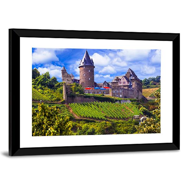 View Of Old Castle And Vineyards Canvas Wall Art-3 Horizontal-Gallery Wrap-25" x 16"-Tiaracle