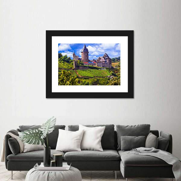 View Of Old Castle And Vineyards Canvas Wall Art-3 Horizontal-Gallery Wrap-25" x 16"-Tiaracle