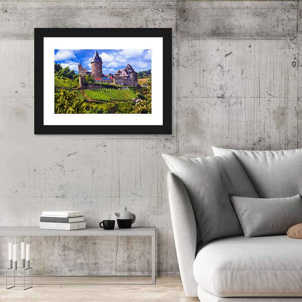 View Of Old Castle And Vineyards Canvas Wall Art-3 Horizontal-Gallery Wrap-25" x 16"-Tiaracle