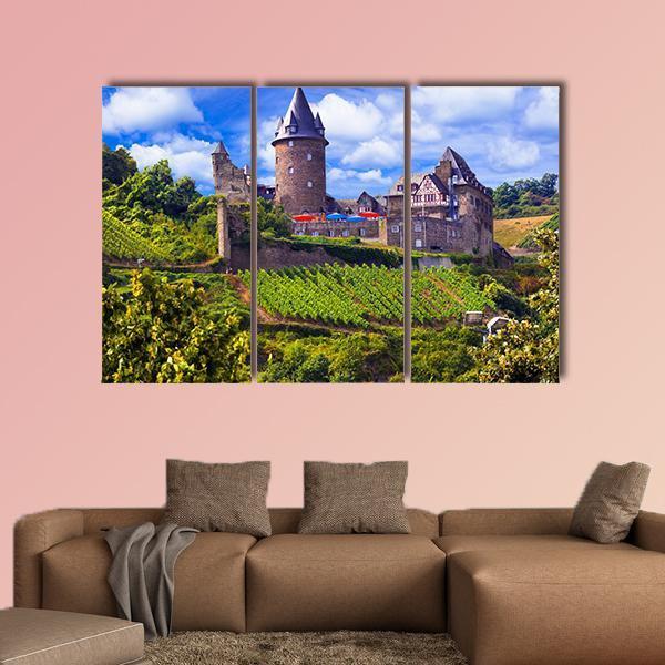 View Of Old Castle And Vineyards Canvas Wall Art-5 Star-Gallery Wrap-62" x 32"-Tiaracle