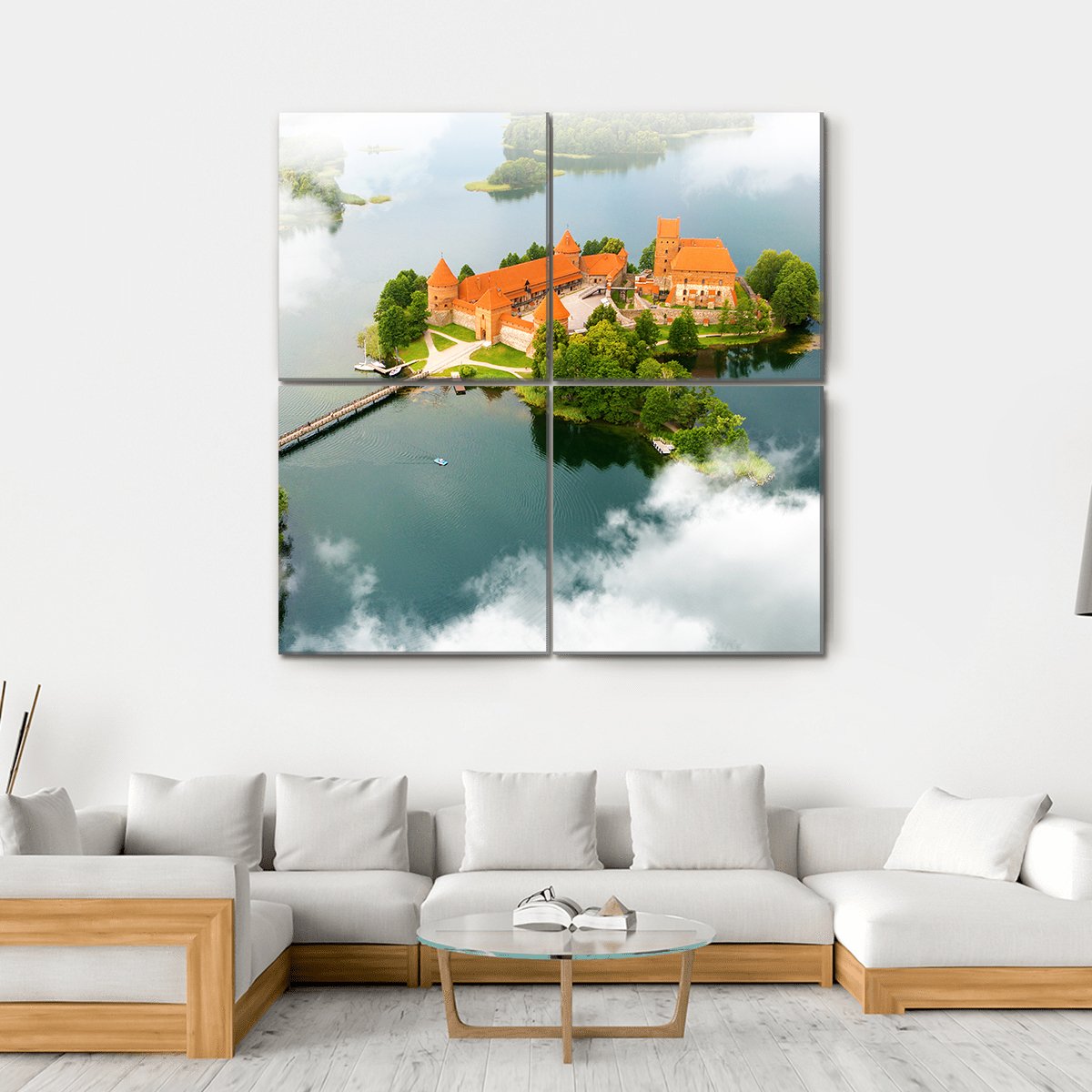 View Of Old Castle Trakai Canvas Wall Art-4 Square-Gallery Wrap-17" x 17"-Tiaracle