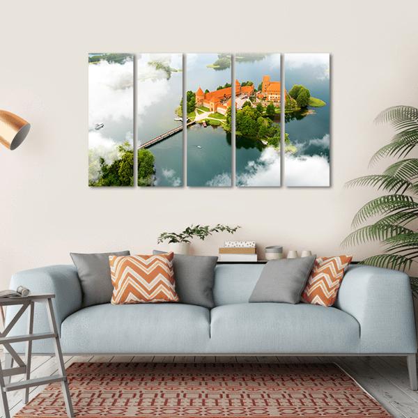 View Of Old Castle Trakai Canvas Wall Art-5 Horizontal-Gallery Wrap-22" x 12"-Tiaracle