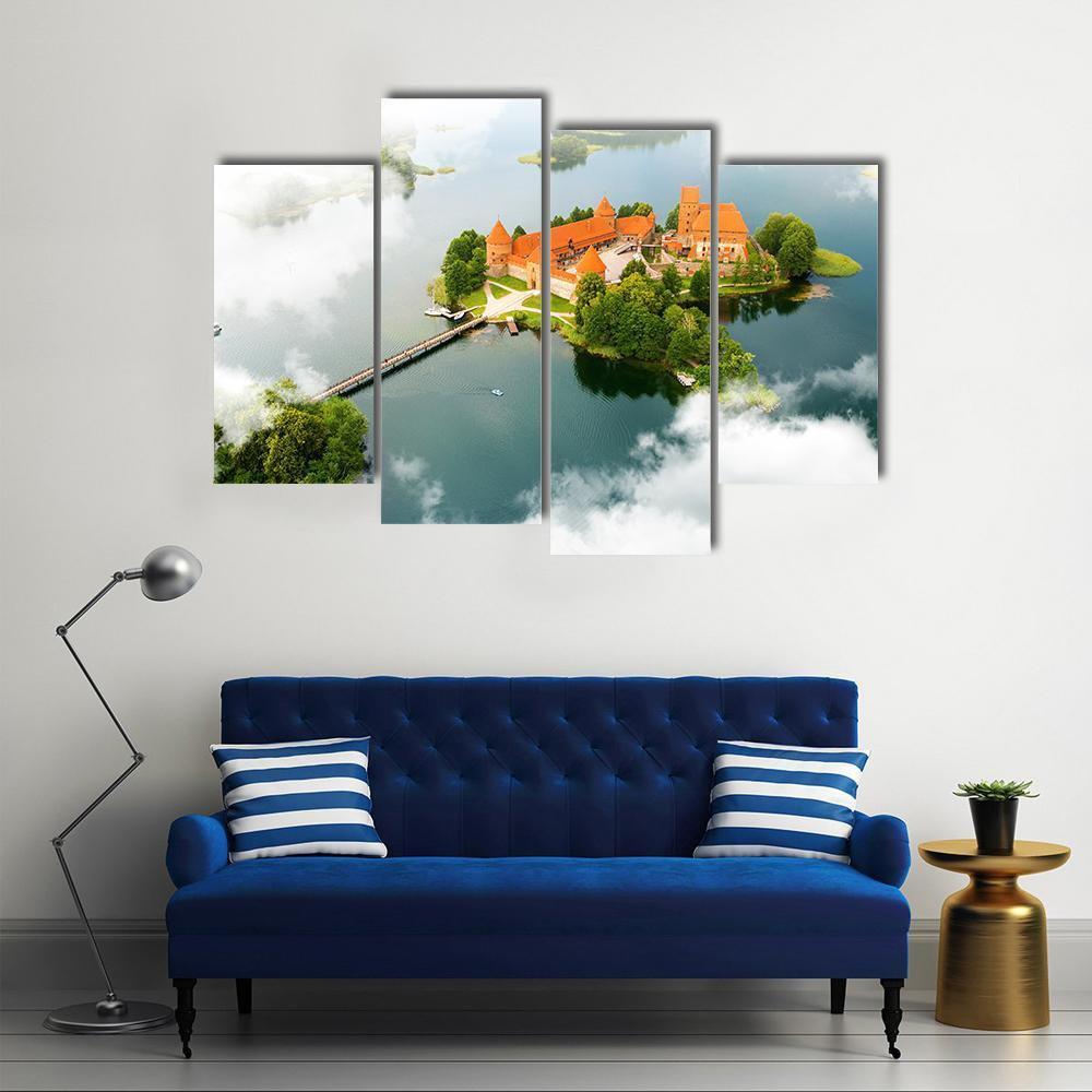 View Of Old Castle Trakai Canvas Wall Art-4 Pop-Gallery Wrap-50&quot; x 32&quot;-Tiaracle