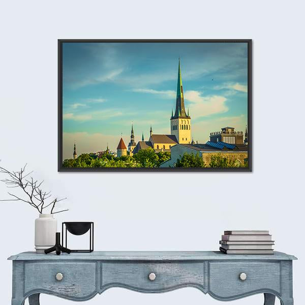 View Of Old City Tallinn Canvas Wall Art-1 Piece-Floating Frame-24" x 16"-Tiaracle