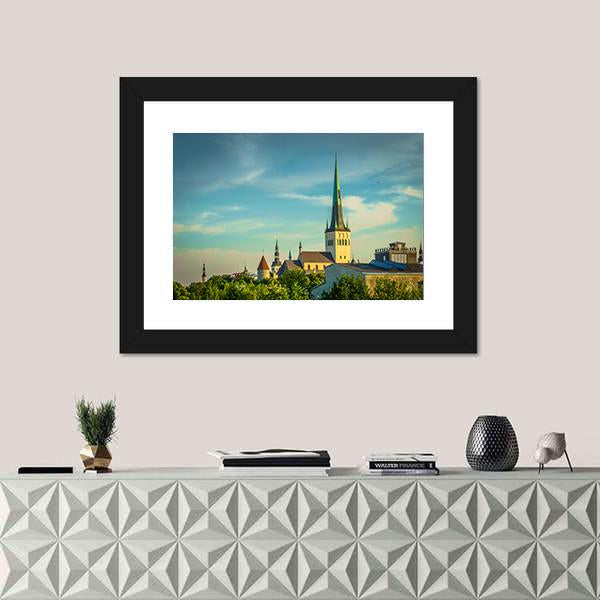 View Of Old City Tallinn Canvas Wall Art-1 Piece-Framed Print-20" x 16"-Tiaracle
