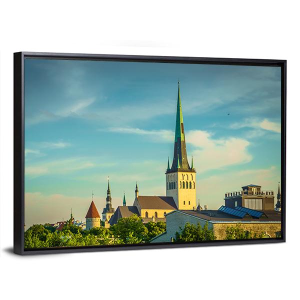 View Of Old City Tallinn Canvas Wall Art-3 Horizontal-Gallery Wrap-25" x 16"-Tiaracle