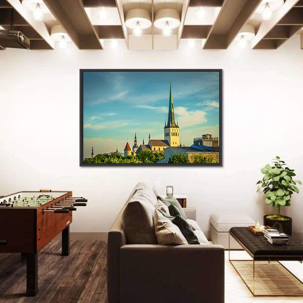 View Of Old City Tallinn Canvas Wall Art-3 Horizontal-Gallery Wrap-25" x 16"-Tiaracle