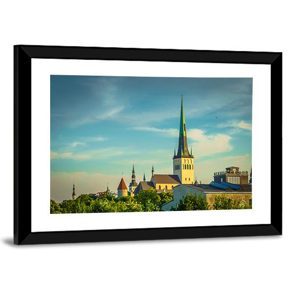 View Of Old City Tallinn Canvas Wall Art-3 Horizontal-Gallery Wrap-25" x 16"-Tiaracle