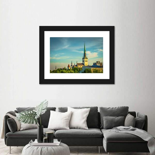 View Of Old City Tallinn Canvas Wall Art-3 Horizontal-Gallery Wrap-25" x 16"-Tiaracle