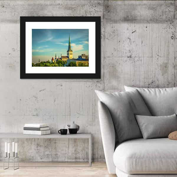 View Of Old City Tallinn Canvas Wall Art-3 Horizontal-Gallery Wrap-25" x 16"-Tiaracle