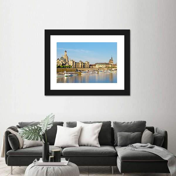 View Of Old Dresden Over The River Elbe Canvas Wall Art-3 Horizontal-Gallery Wrap-25" x 16"-Tiaracle