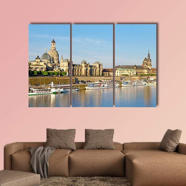 View Of Old Dresden Over The River Elbe Canvas Wall Art-3 Horizontal-Gallery Wrap-37" x 24"-Tiaracle
