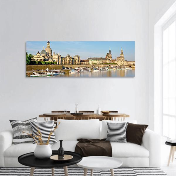View Of Old Dresden Over The River Elbe Panoramic Canvas Wall Art-1 Piece-36" x 12"-Tiaracle