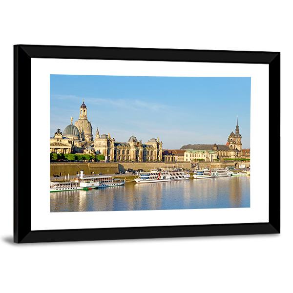 View Of Old Dresden Over The River Elbe Panoramic Canvas Wall Art-1 Piece-36" x 12"-Tiaracle