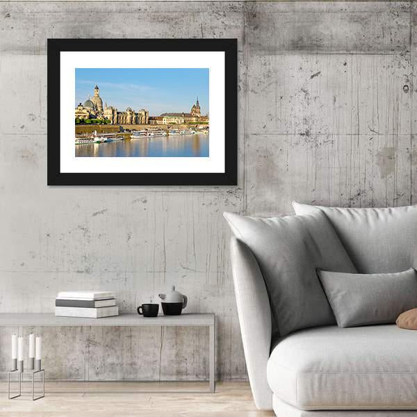 View Of Old Dresden Over The River Elbe Panoramic Canvas Wall Art-1 Piece-36" x 12"-Tiaracle