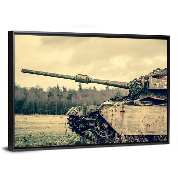 View Of Old Tank Canvas Wall Art-3 Horizontal-Gallery Wrap-25" x 16"-Tiaracle