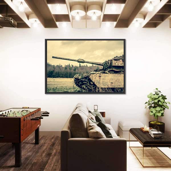 View Of Old Tank Canvas Wall Art-3 Horizontal-Gallery Wrap-25" x 16"-Tiaracle
