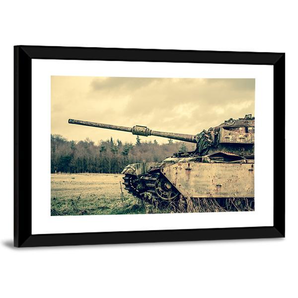 View Of Old Tank Canvas Wall Art-3 Horizontal-Gallery Wrap-25" x 16"-Tiaracle