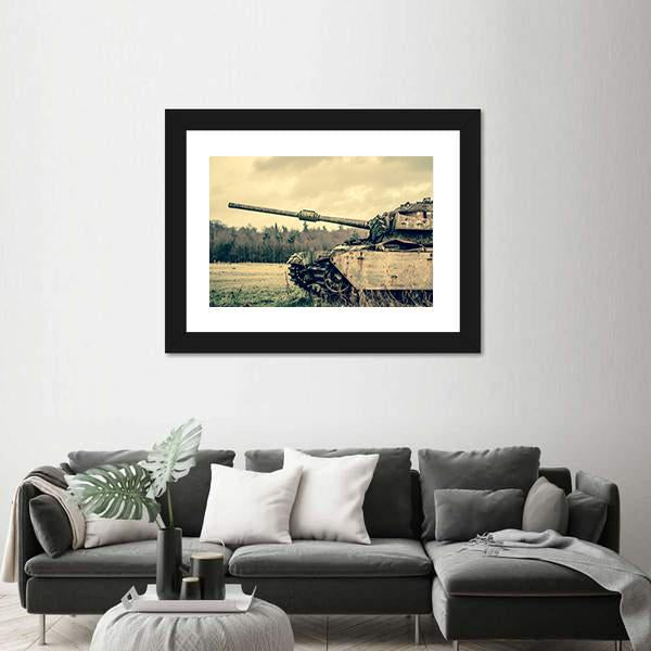 View Of Old Tank Canvas Wall Art-3 Horizontal-Gallery Wrap-25" x 16"-Tiaracle