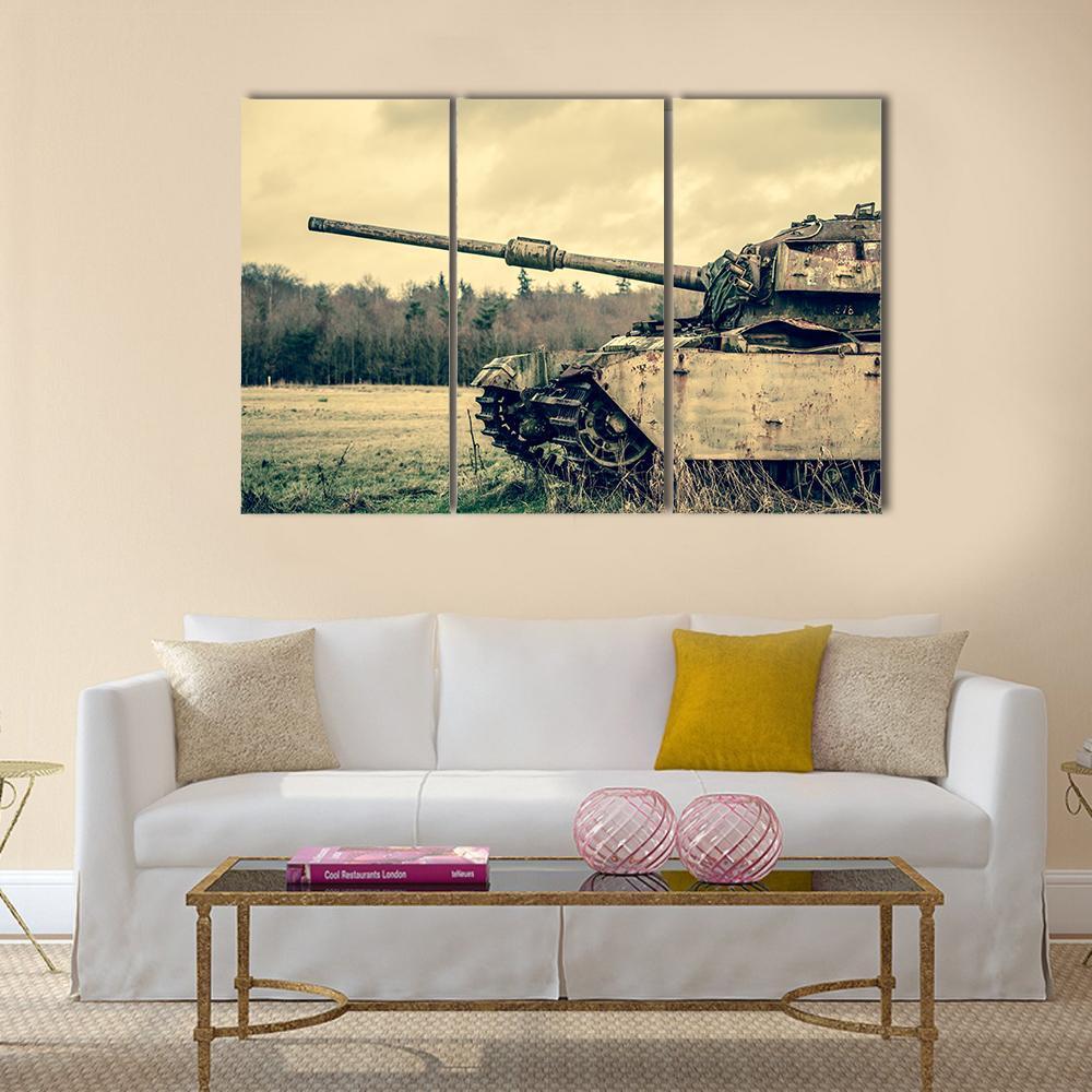View Of Old Tank Canvas Wall Art-3 Horizontal-Gallery Wrap-37" x 24"-Tiaracle