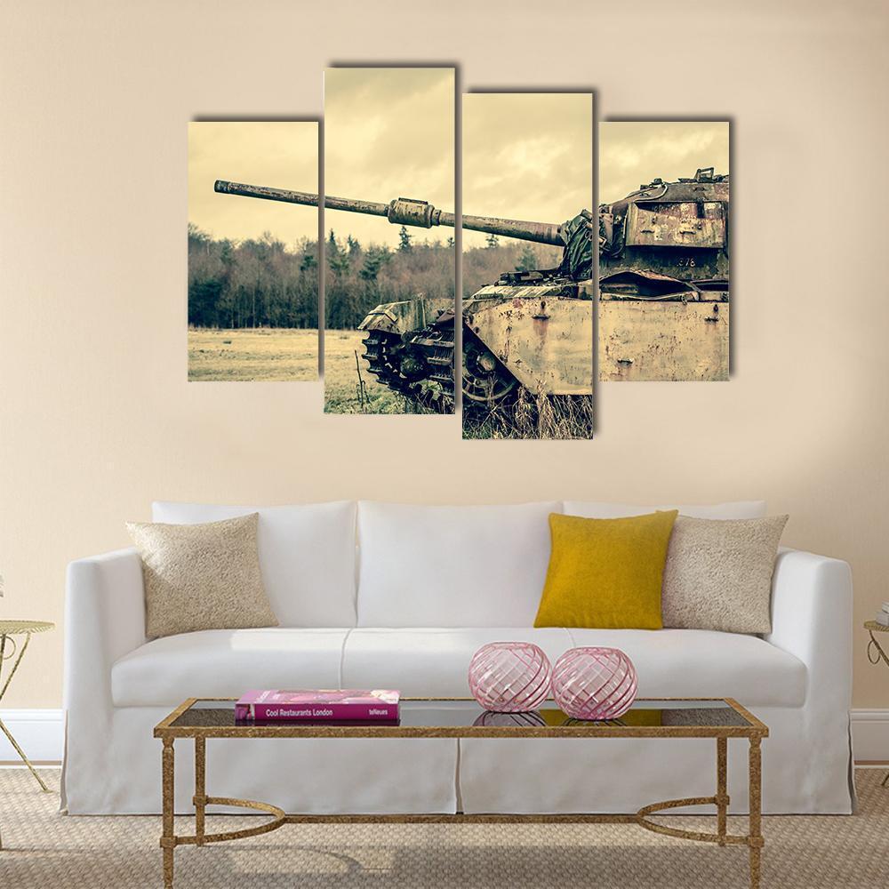 View Of Old Tank Canvas Wall Art-4 Pop-Gallery Wrap-50" x 32"-Tiaracle