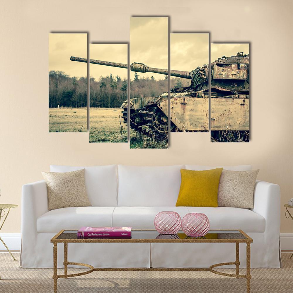 View Of Old Tank Canvas Wall Art-5 Pop-Gallery Wrap-47" x 32"-Tiaracle