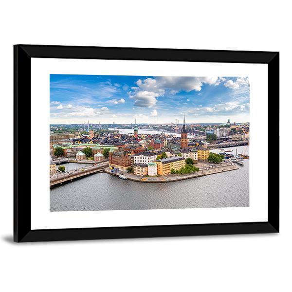 View Of Old Town Gamla Stan In Stockholm Panoramic Canvas Wall Art-1 Piece-36" x 12"-Tiaracle