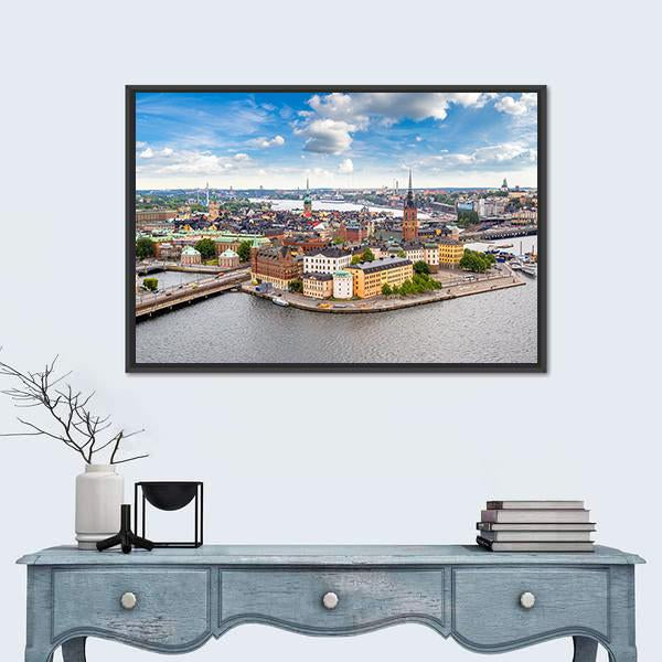 View Of Old Town Gamla Stan In Stockholm Panoramic Canvas Wall Art-1 Piece-36" x 12"-Tiaracle