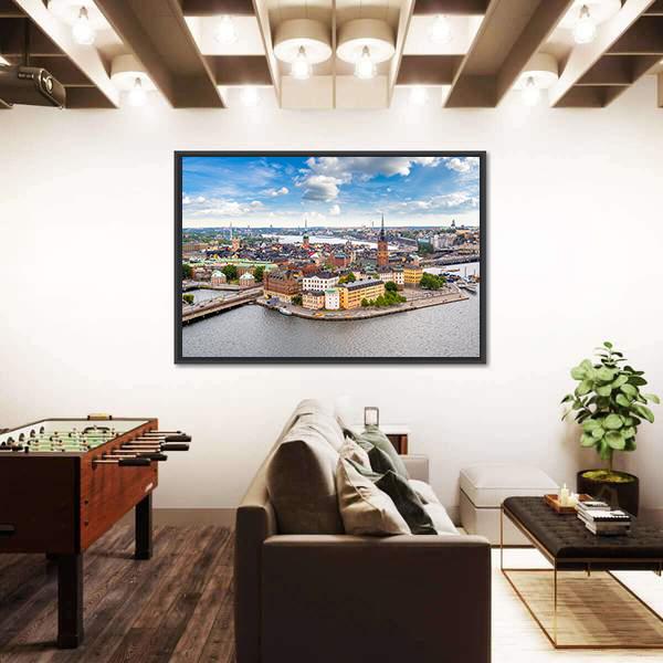 View Of Old Town Gamla Stan In Stockholm Panoramic Canvas Wall Art-1 Piece-36" x 12"-Tiaracle