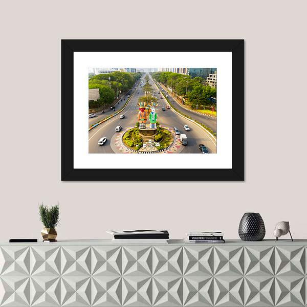 View Of Ondel-Ondel Monument Canvas Wall Art-1 Piece-Framed Print-20" x 16"-Tiaracle