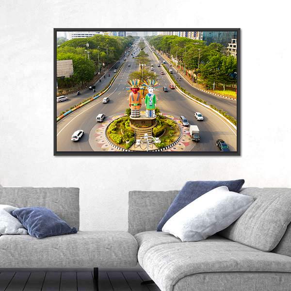 View Of Ondel-Ondel Monument Canvas Wall Art-3 Horizontal-Gallery Wrap-25" x 16"-Tiaracle