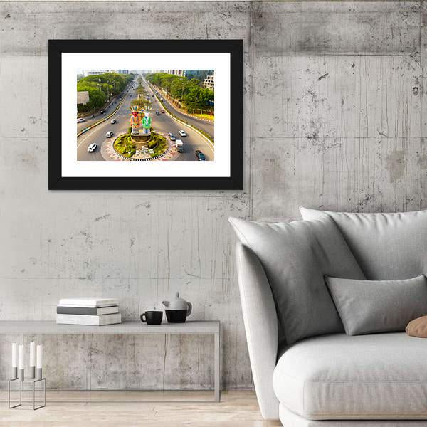 View Of Ondel-Ondel Monument Canvas Wall Art-3 Horizontal-Gallery Wrap-25" x 16"-Tiaracle
