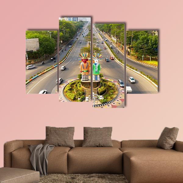 View Of Ondel-Ondel Monument Canvas Wall Art-4 Pop-Gallery Wrap-50" x 32"-Tiaracle