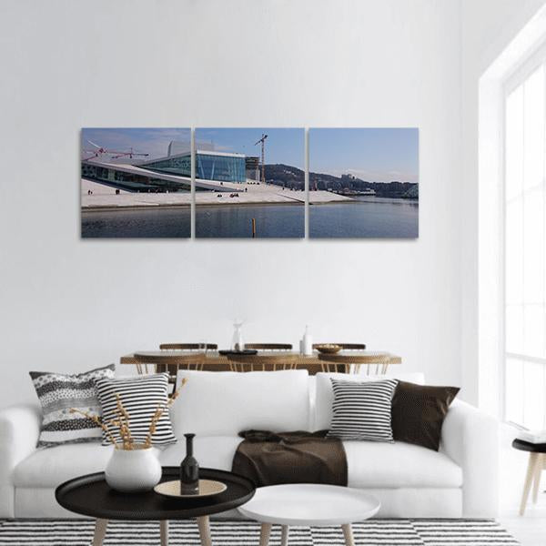 View Of Oslo From Sea Shore Panoramic Canvas Wall Art-3 Piece-25" x 08"-Tiaracle