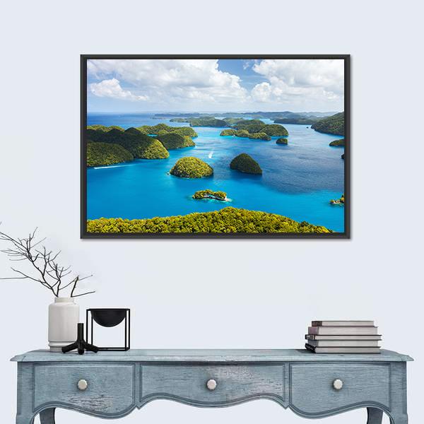 View Of Palau Islands Canvas Wall Art-1 Piece-Floating Frame-24" x 16"-Tiaracle