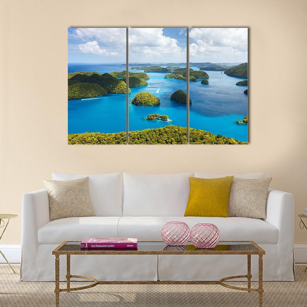 View Of Palau Islands Canvas Wall Art-3 Horizontal-Gallery Wrap-37&quot; x 24&quot;-Tiaracle