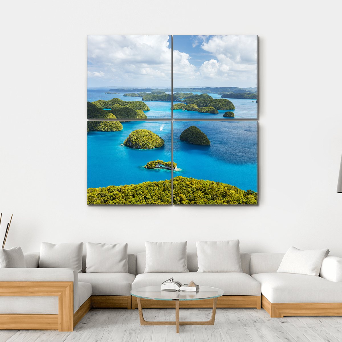 View Of Palau Islands Canvas Wall Art-4 Square-Gallery Wrap-17" x 17"-Tiaracle