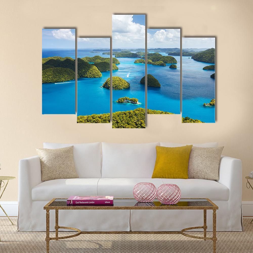 View Of Palau Islands Canvas Wall Art-5 Pop-Gallery Wrap-47" x 32"-Tiaracle