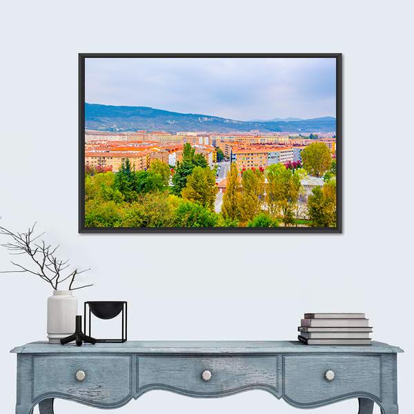 View Of Pamplona Canvas Wall Art-1 Piece-Floating Frame-24" x 16"-Tiaracle