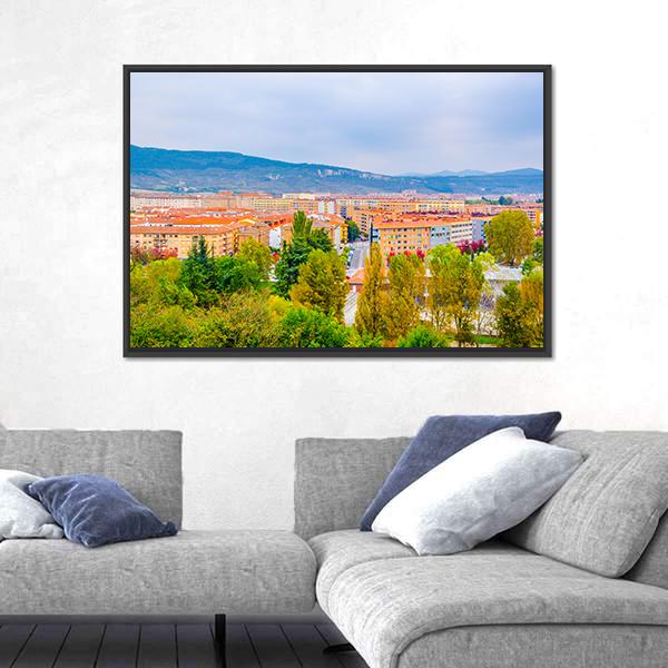 View Of Pamplona Canvas Wall Art-3 Horizontal-Gallery Wrap-25" x 16"-Tiaracle
