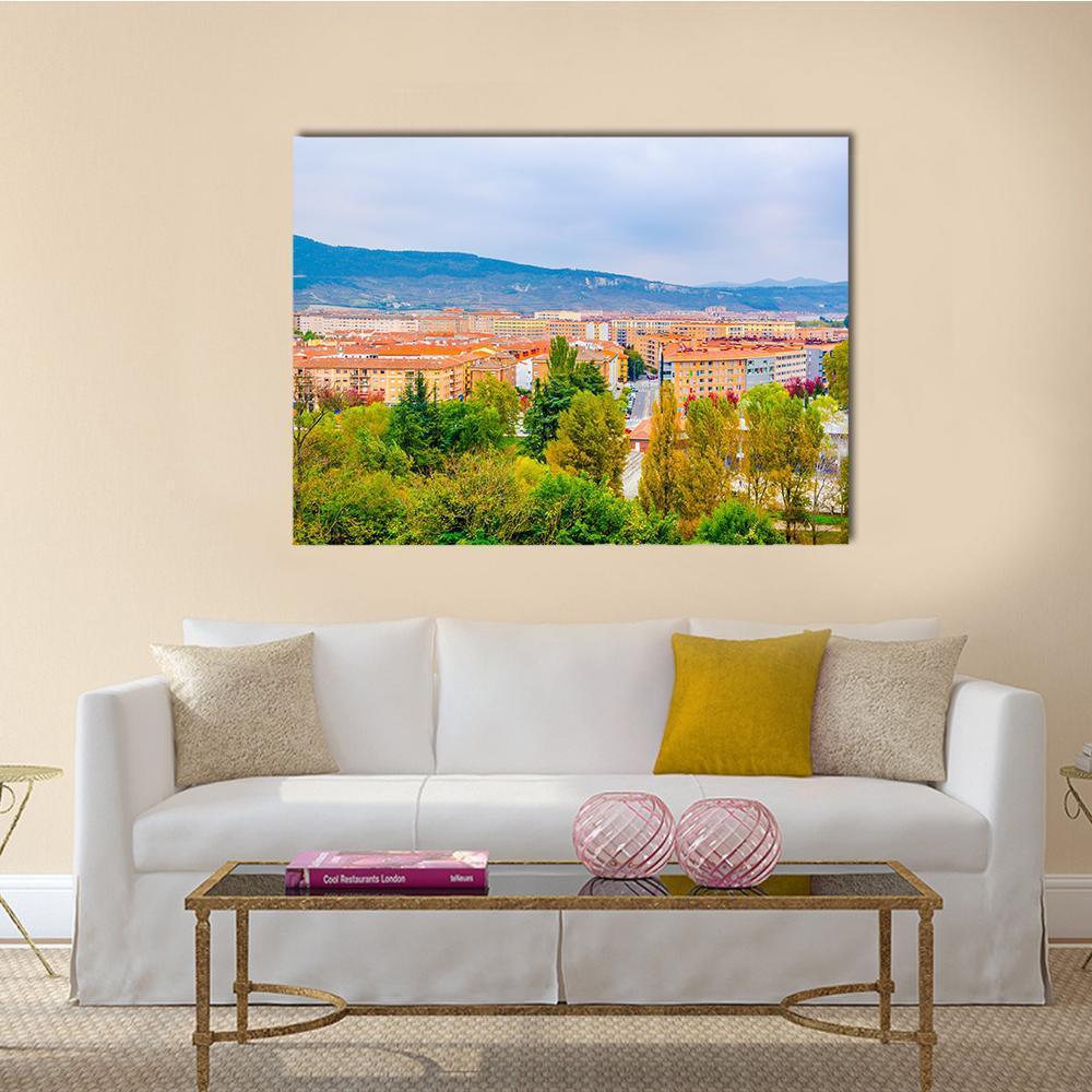 View Of Pamplona Canvas Wall Art-1 Piece-Gallery Wrap-48" x 32"-Tiaracle