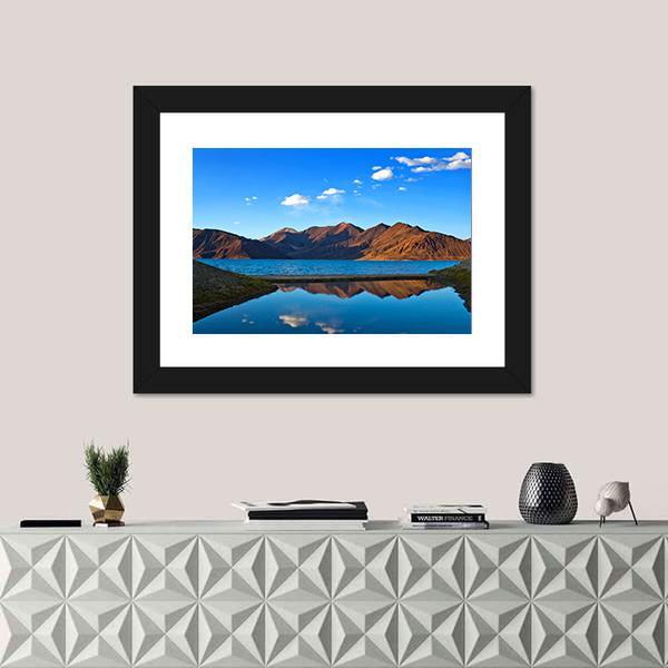 View Of Pangong Lake Canvas Wall Art-1 Piece-Framed Print-20" x 16"-Tiaracle