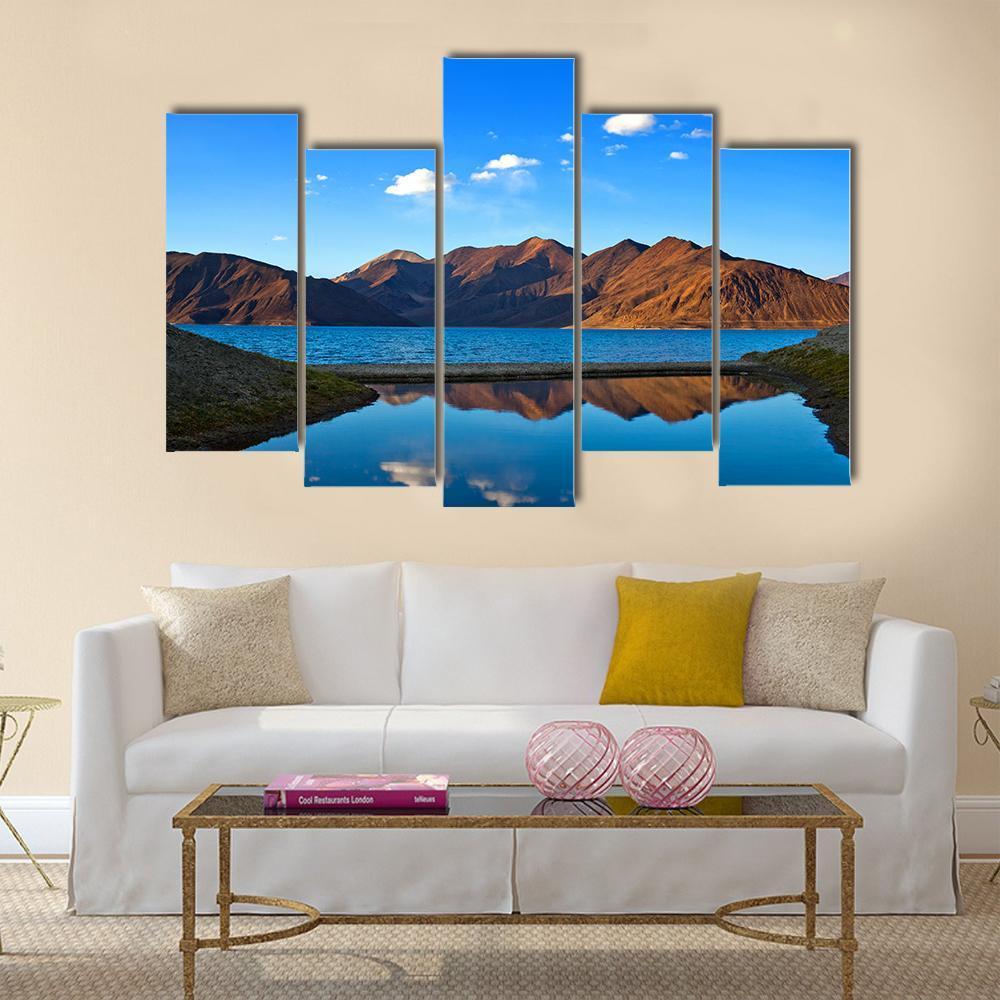 View Of Pangong Lake Canvas Wall Art-5 Pop-Gallery Wrap-47" x 32"-Tiaracle