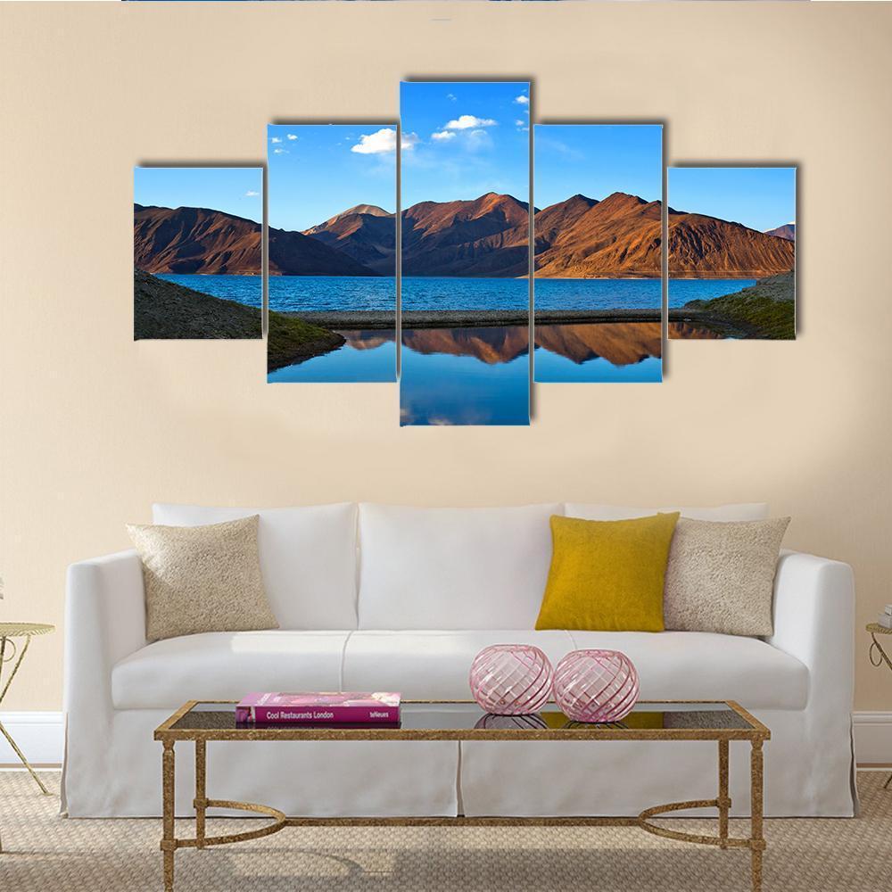 View Of Pangong Lake Canvas Wall Art-5 Star-Gallery Wrap-62" x 32"-Tiaracle