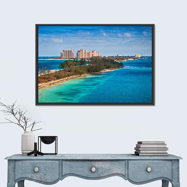 View Of Paradise Island In Nassau Canvas Wall Art-1 Piece-Floating Frame-24" x 16"-Tiaracle