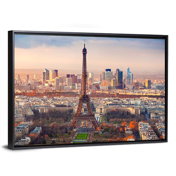 View Of Paris And Eiffel Tower At Sunset France Canvas Wall Art-3 Horizontal-Gallery Wrap-25&quot; x 16&quot;-Tiaracle